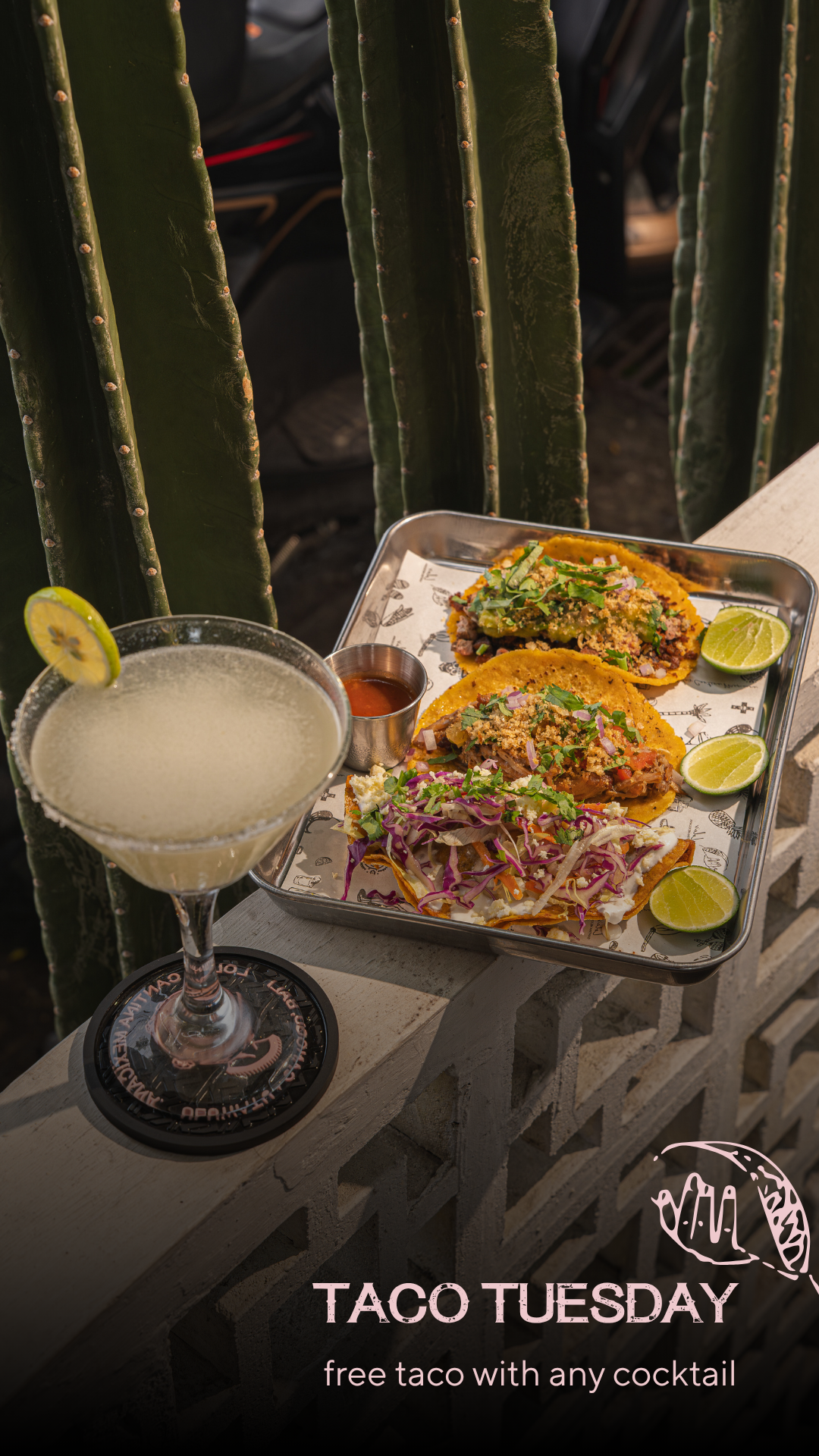Taco Tuesday — free taco with any cocktail